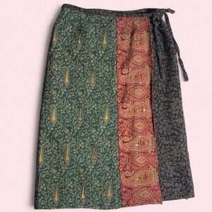 White Stag Beaded Patchwork Boho Wrap Skirt Y2K Tapestry Paisley Festival XL Fit